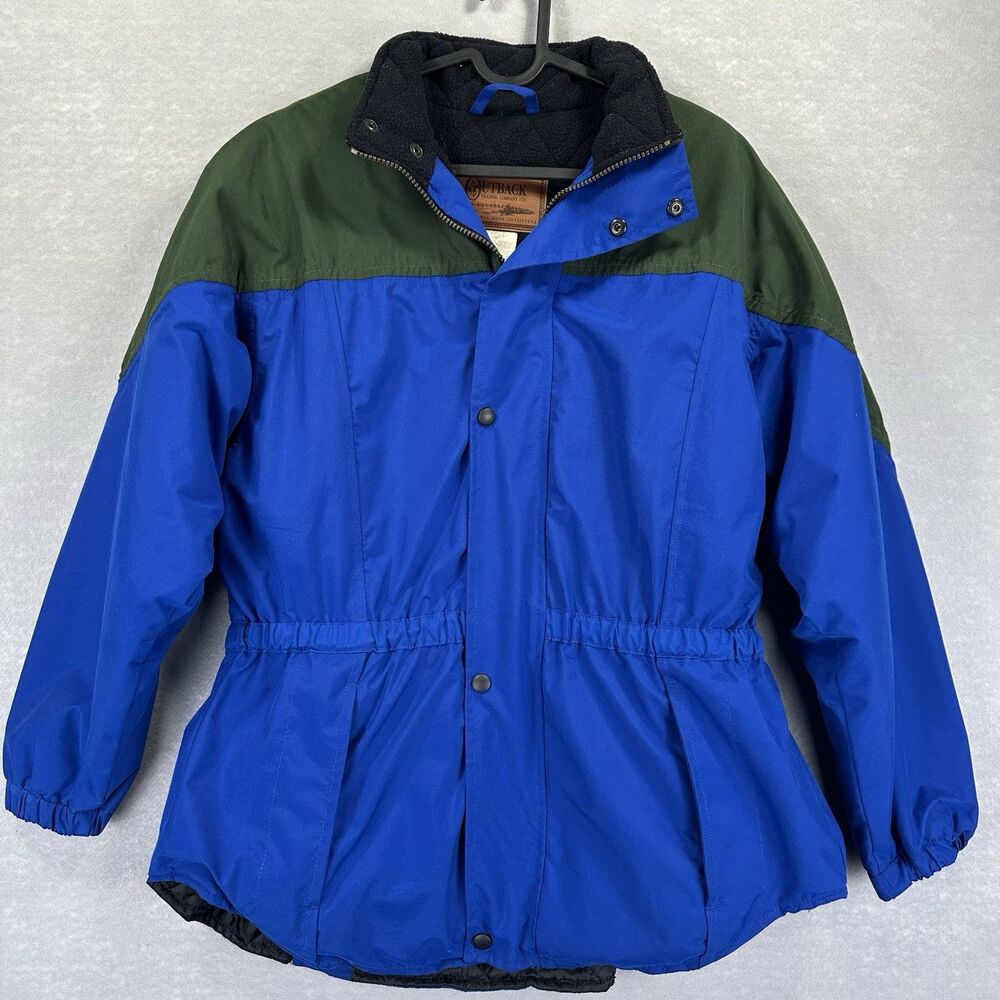 Outback Trading Company Jacket Womens Medium Blue Color Block‎ 90s Style Coat
